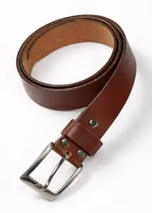 Young Hero German leather belt‎ brown silver buckle unisex size 28