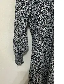 Reformation Maxi Dress Size 12 Black White Floral Long Sleeve High Neck Cute
