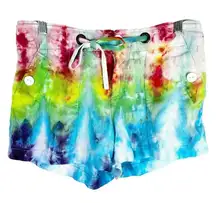 Sanctuary Size 26 Shorts Sweet Rainbow Tie Dye‎ Handmade Linen Drawstring 660