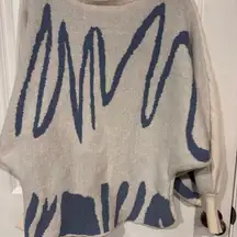 Elegant Blue and Cream Poncho