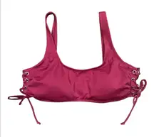 California Waves Wine‎ Lace Up  Back Hook Bikini Top Beach Swim Juniors size XL