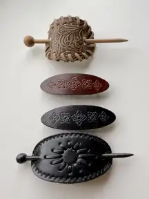 Set of  4‎ Leather and faux Leather hair clips