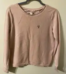 Victoria's Secret Pink Velour-Style‎ Crewneck Heart Logo Sweatshirt Size Small