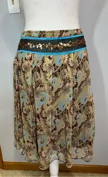 *Vintage* Free People silk floral boho‎ miniskirt size 0 BIN P