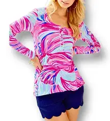 Lilly Pulitzer Pink Oh My Guava Sorella Pima Cotton Top Resort Vacation Size M