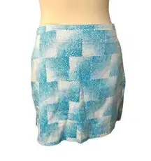 Lady Hagen Golf pickle ball Skirt Skort Turquoise Blue Dot Square Cotton size 4