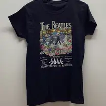 The Beatles Size Medium Black 60th Anniversary Short Sleeve T-Shirt. Preloved