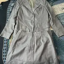 Vintage Cable Car Clothiers Robert  Kirk Pleated Grey Blazer Skirt Set 14 Suit