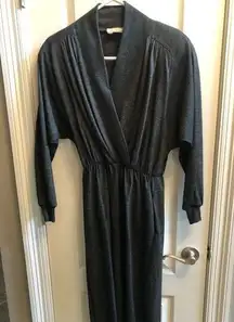 1970s Neumann-Marcus Faux Wrap Dress Gray