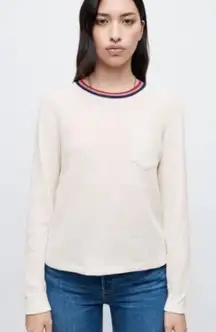 NWT RE/DONE‎ Long Sleeve Thermal Pocket Tee in Vintage White Size LARGE REDONE