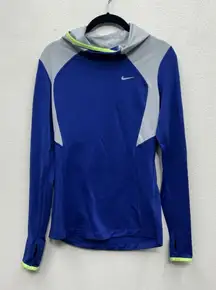 Nike Running Dri Fit Women's Pullover Hoodie Small Blue/Gray/Lime Performance
