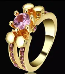 Size 6 Round Cut Pink Topaz Ring