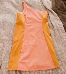 Outdoor Voices Pink Yellow One shoulder Athletic Asymmetrical Dress