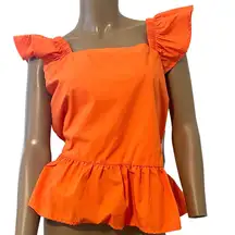 Who's That Girl XL ruffle open tie back peplum square neck top TS 1928