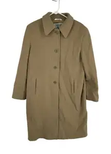 Womens Vintage Marvin Richards Tan Wool Cashmere‎ Blend Overcoat Size 14 Trench