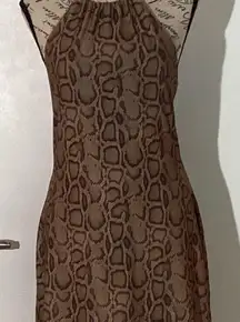 SNAKE SKIN HALTER DRESS TAN/BROWN/BLACK NO BOUNDARIES Sz Junior Med 7/8 NEW