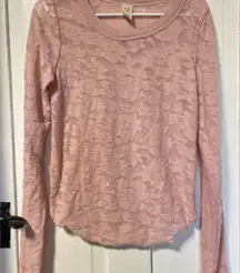 We the Free by Free People burnout floral long sleeve pink crewneck top sz med