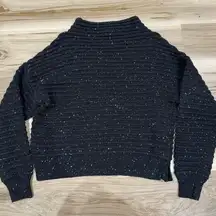 Cece Mock Neck Black Sprinkle Ribbed Sweater Women’s Large