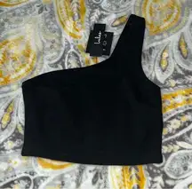 Lulus black one shoulder cropped blouse size small