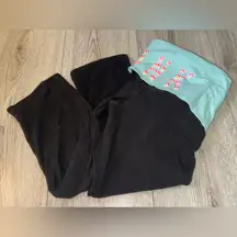 PINK Victoria's Secret Black and blue capri crop cropped Leggings tights