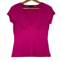 Almost Famous Barbiecore Fuchsia V-Neck Blouse