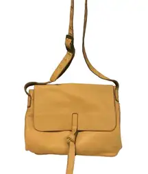 Kenneth Cole mustard pebbled Leather Handbag Satchel crossbody Bag‎ 11” x 12”
