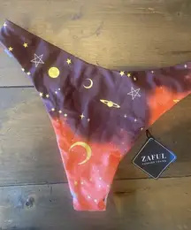 Zaful Swimsuit Bikini Bottom Stars Moon Cheeky‎ Brown And Orange Size Medium