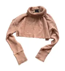 Out From Under Urban Outfitters Cropped Turtleneck Sweater Dusty Rose XS