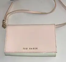 TED BAKER BLUSH PINK AND CREME PATENT LEATHER CROSSBODY ADJUSTABLE STRAP SNAP