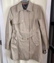 Tommy Hilfiger Classic Double Breasted‎ Trench Coat Khaki Beige Cotton Lined
