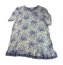 Karen Neuburger 3X Sleepwear Women Blue Floral Ruffle Nightgown Dress