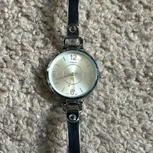 Chico’s womens vintage dainty silver/leather watch‎ OS measurements shown