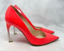 Christian Dior Songe Pointed Toe Flared Stiletto Heel Patent Leather Neon Pumps