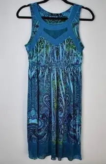 Casual blue paisley design stretchy sleeveless beach/sundress by APT 9 sz small