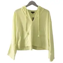 J. Crew Towel Terry Open V Neck Hoodie Crisp Aloe BH914 NEW