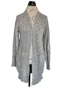 RDI Womens Open Cardigan Sweater Sz Small Gray Knit Long Elbow Minimalist Boho