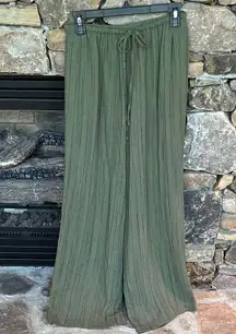 OGL wide Leg Flowy Green Drawstring Waist Pants New
