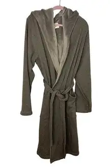 UGG Hooded Plush Robe Size L/XL Gray Soft Cozy Plush Warm Bathrobe #88276