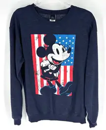 Disney Navy Blue Mickey Mouse American Flag Sweatshirt Size Medium