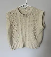 Lovely by Korea cream white sweater vest size medium   no size tag but fits to b