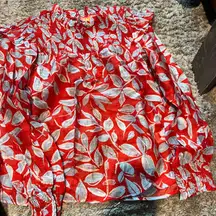 THML medium red floral blouse