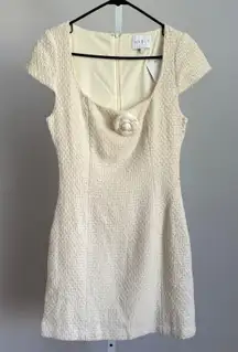 MABLE Cream Tweed Dress Sz S‎ Cap Sleeve Career Cocktail Party Elegant