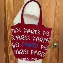 Red Paris Printed Canvas Small Tote Bag Tourist Bag