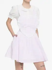 Hot Topic Pink & White Plaid Heart Skirtail 