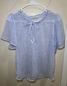 Abercrombie and Fitch Size Small Sheer Blouse Light Blue Short Sleeve