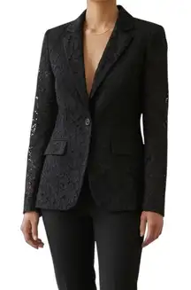 Alice + Olivia Black Lace Blazer XS Single Button Notched Collar Lined Ethereal