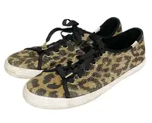 Keds x Kate Spade Size 6M Brown Sparkle Leopard Animal Print Low Top Sneaker