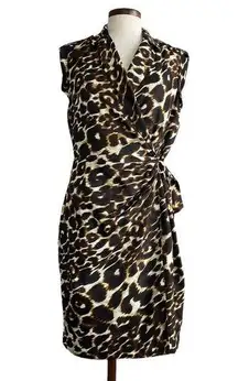 Saks leopard knee length wrap dress