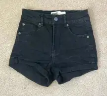 Garage Super soft high rise black jean shorts in size 0