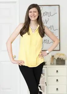 41 Hawthorn Yellow Pleated Sleeveless Blouse •Large 